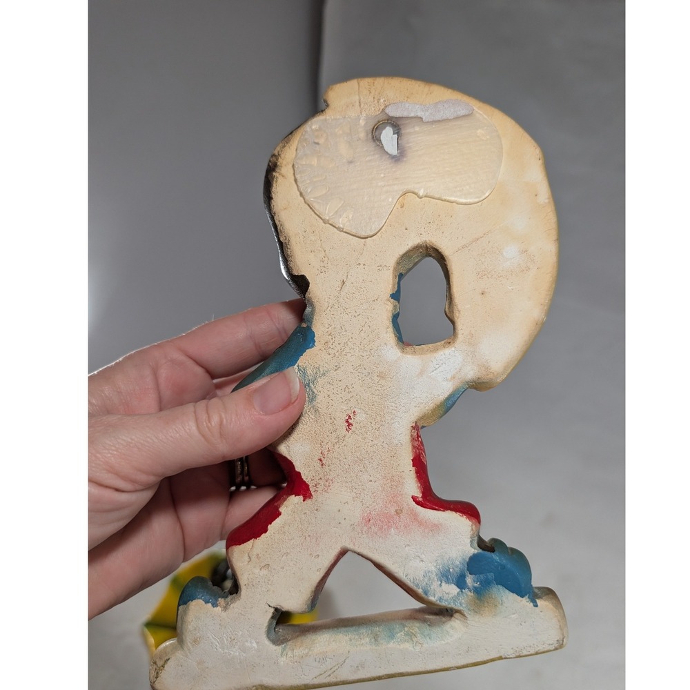 Vintage Chalkware Wall Plaques – Girl and Boy with Blue Umbrellas - Picture 10 of 11